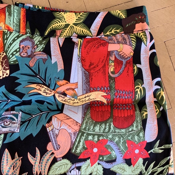 Frida Kahlo Jungle Print Black Skirt M Boho Mini - Picture 6 of 7